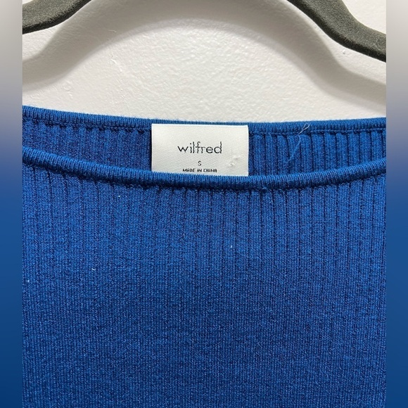 Aritzia Wilfred Blue Cut-Out Knit Longsleeve Mini Dress in Blue size Small - Picture 4 of 4